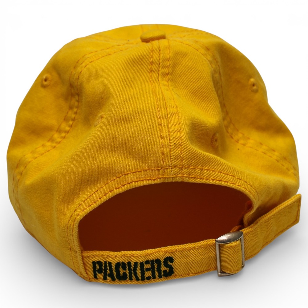 NFL Team Apparel Green Bay Packers Hat Adult OSFM Yellow Distressed Strapback - Picture 3 of 5